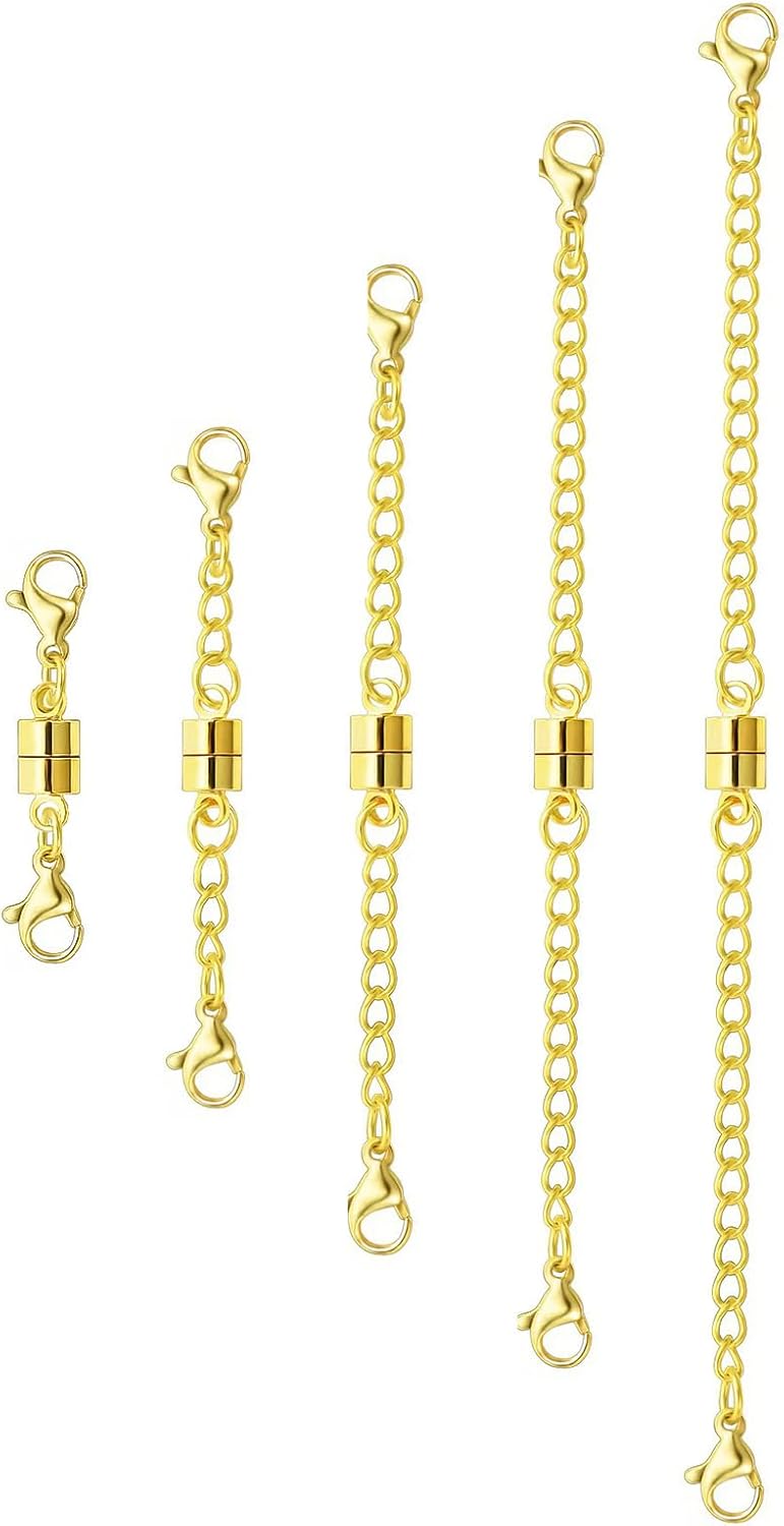 MKCYD Necklace Extender with Magnetic Clasps, Gold Magnetic Necklace Clasps and Closures with Necklace Extenders for Women - Image 1
